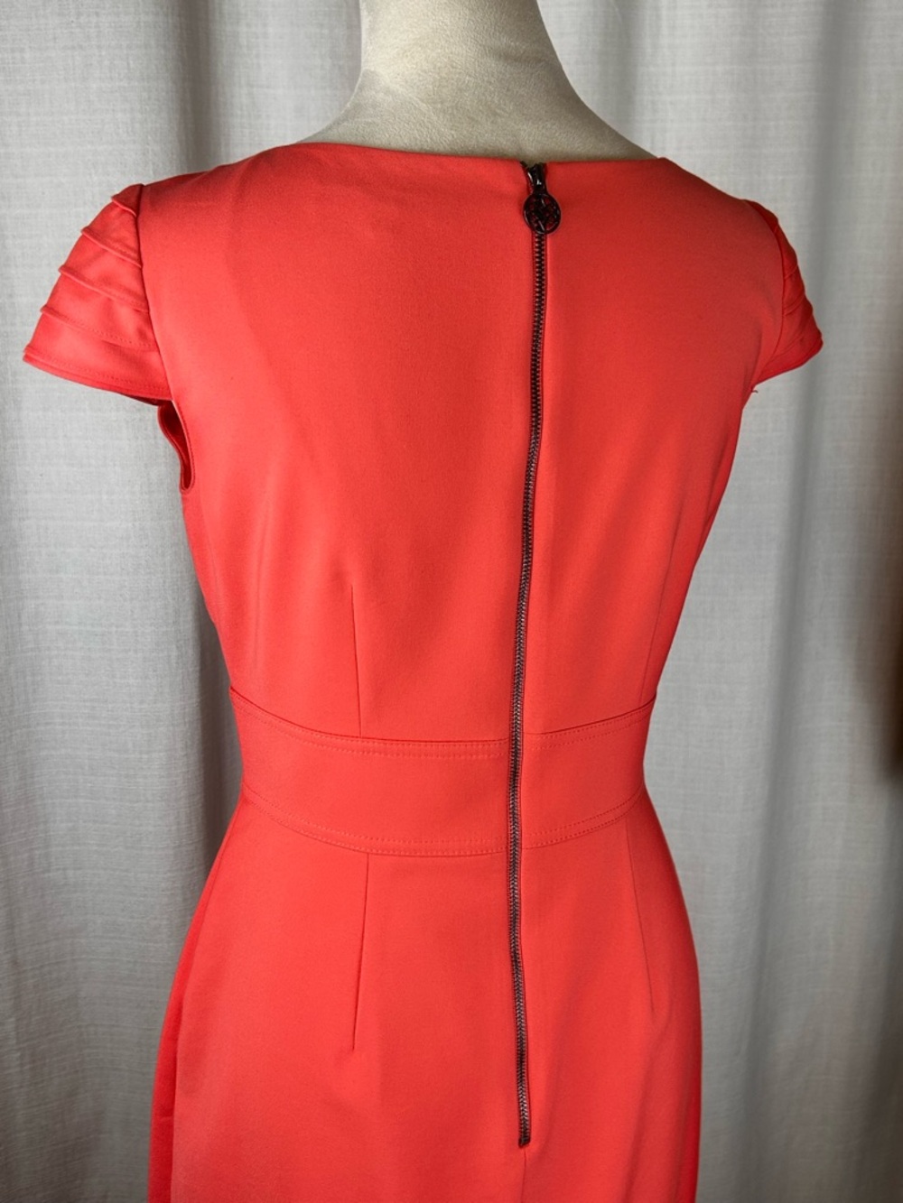 Women's ANTONIO MELANI Coral Cap-Sleeve Elegant Waist-Defined Midi Dress SZ 4 - Picture 5 of 14